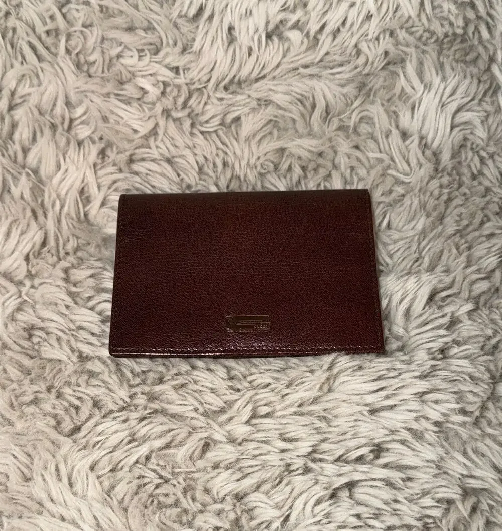 Gucci Brown Leather Bifold Wallet Men’s ID Window Minimalist Designer Accessory